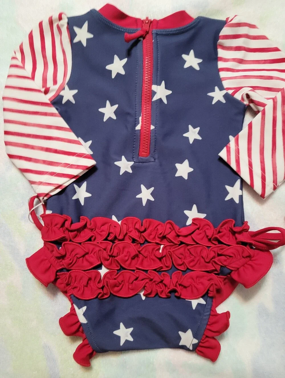 New Caden lane 0-3m patriotic stars & stripes swimsuit